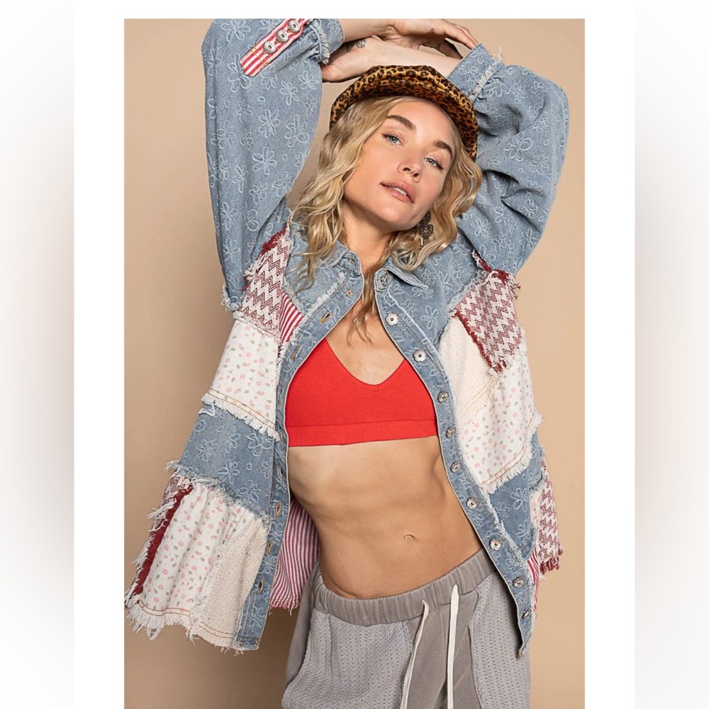 POL DENIM Mixed Fabric Jacket
